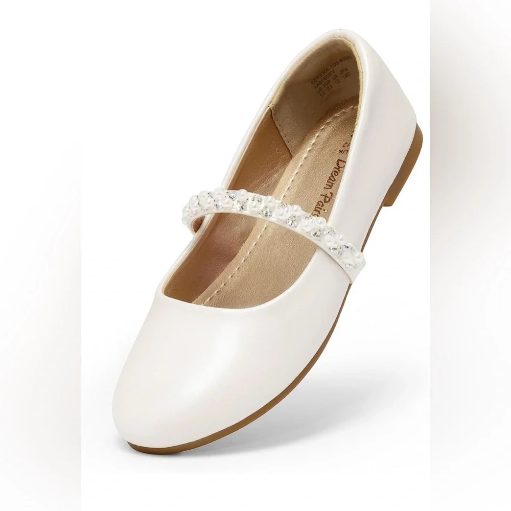 DREAM PAIRS Girls Big Kid Ivory Serena-100 Mary Jane Ballerina Flat Shoes Sz 2 - Picture 3 of 6